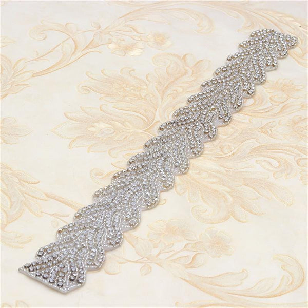 Rhinestone Bridal Applique: Iron-On Patch for Wedding Dress Belt