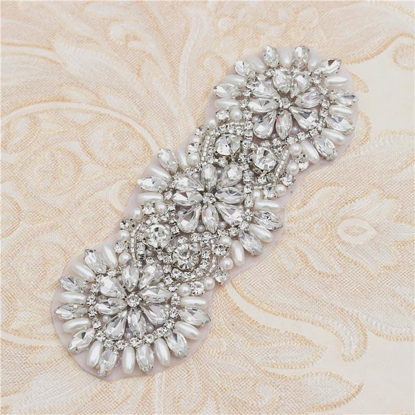 Rhinestone Bridal Applique: Iron-On Patch for Wedding Dress