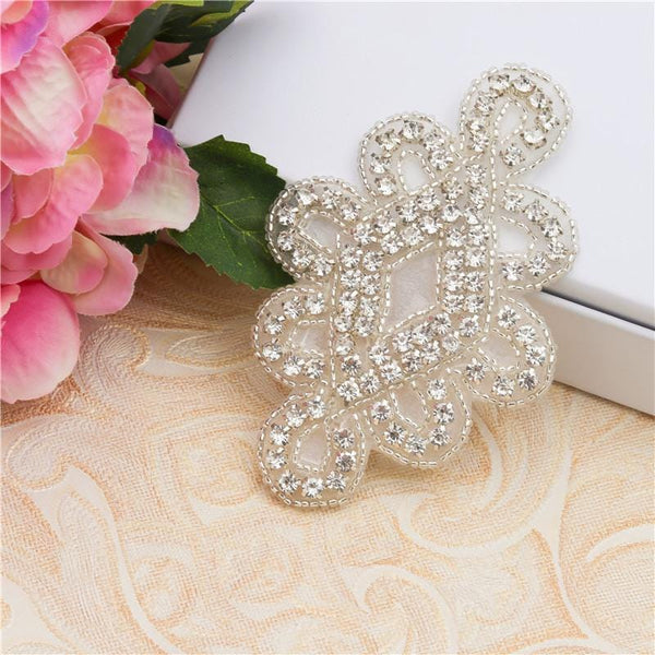 Rhinestone Bridal Applique: Iron-On Patch for Wedding Dress