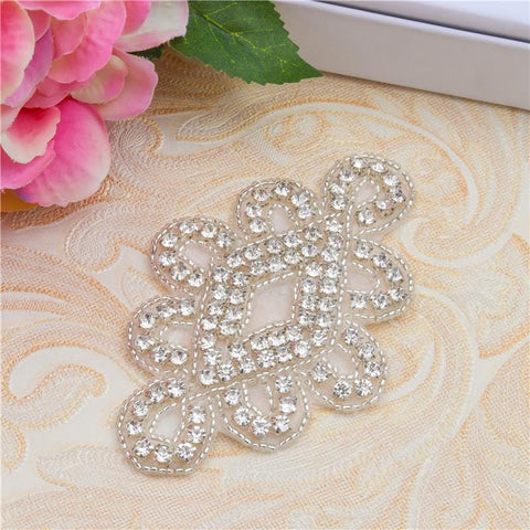 Rhinestone Bridal Applique: Iron-On Patch for Wedding Dress