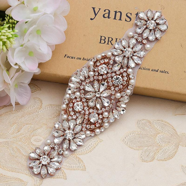 Rhinestone Bridal Applique: Iron-On Patch for Wedding Dress Belt