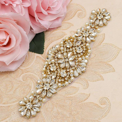 Rhinestone Bridal Applique: Iron-On Patch for Wedding Dress Belt