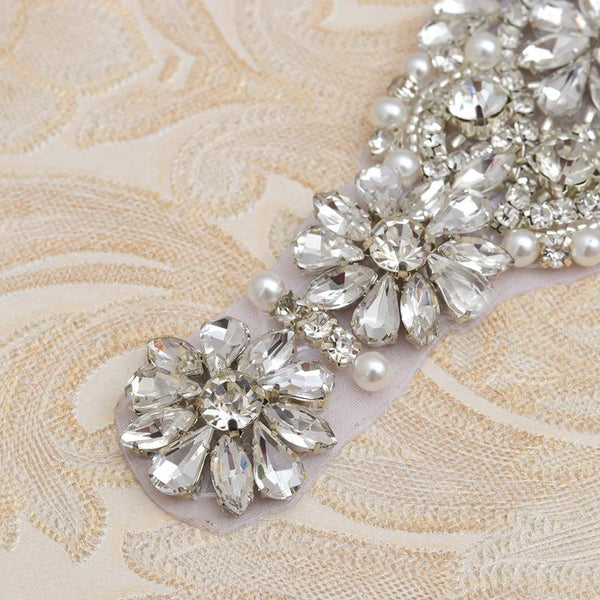 Rhinestone Bridal Applique: Iron-On Patch for Wedding Dress Belt