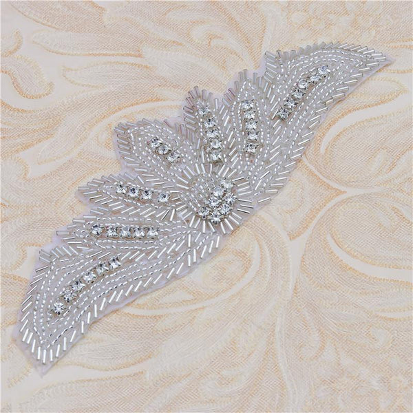 Rhinestone Bridal Applique: Iron-On Patch for Wedding Dress