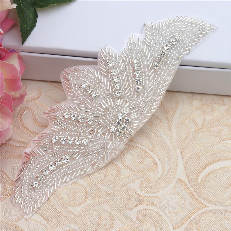 Rhinestone Bridal Applique: Iron-On Patch for Wedding Dress