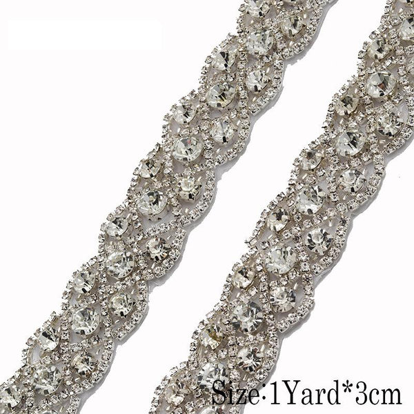 Rhinestone Bridal Dress Trim: Sparkling Wedding Sash Embellishment