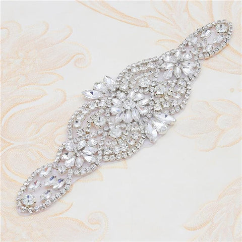Rhinestone Bridal Applique: Iron-On Patch for Wedding Dress