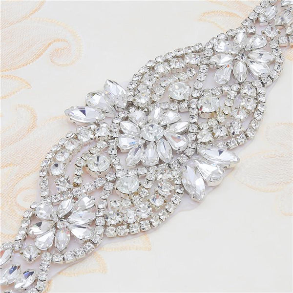 Rhinestone Bridal Applique: Iron-On Patch for Wedding Dress