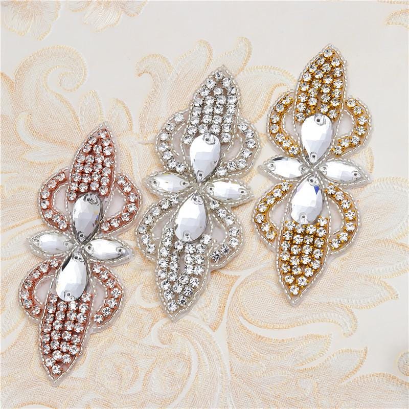 Rhinestone Bridal Applique: Iron-On Patch for Wedding Dress
