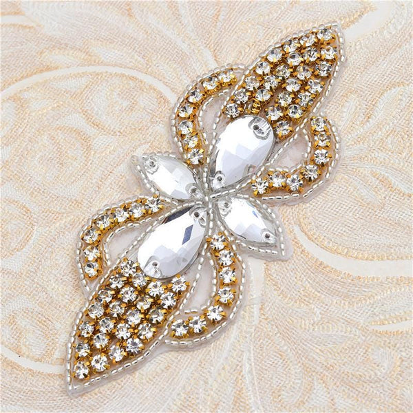 Rhinestone Bridal Applique: Iron-On Patch for Wedding Dress