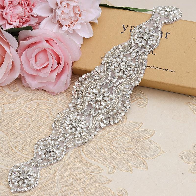 Rhinestone Bridal Applique: Iron-On Patch for Wedding Dress