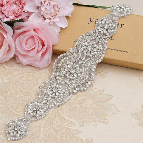 Rhinestone Bridal Applique: Iron-On Patch for Wedding Dress