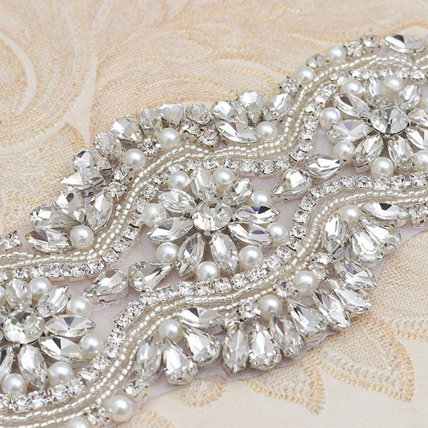 Rhinestone Bridal Applique: Iron-On Patch for Wedding Dress