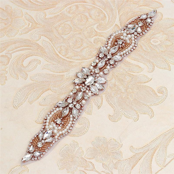 Rhinestone Bridal Applique: Iron-On Patch for Wedding Dress