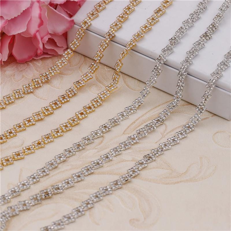 Sparkling Rhinestone Trim: Bridal Dress Crystal Banding, Wedding Gown Embellishment