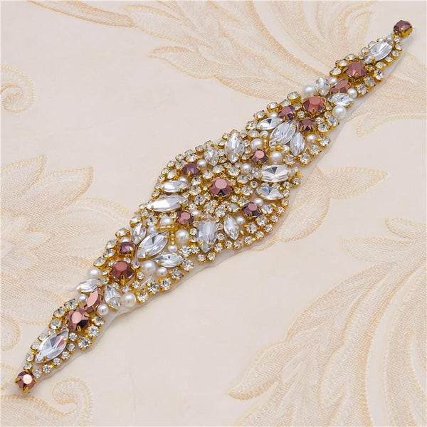 Rhinestone Bridal Applique: Iron-On Patch for Wedding Dress Belt