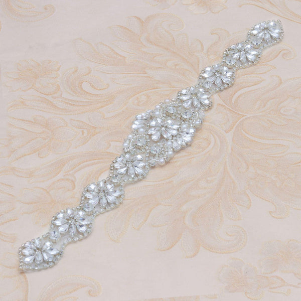 Rhinestone Bridal Applique: Iron-On Patch for Wedding Dress