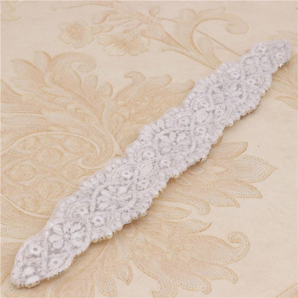 Rhinestone Bridal Belt Applique: Iron-On Patch (12 5/8 x 2 in)