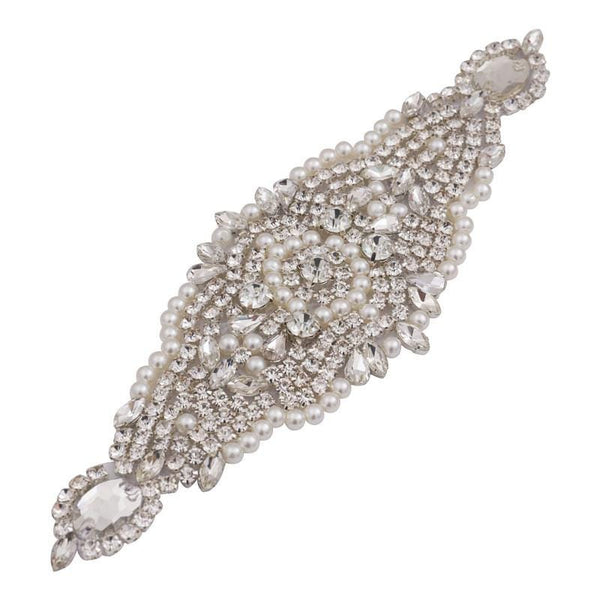 Rhinestone Bridal Belt Applique: Elegant Iron-On Embellishment