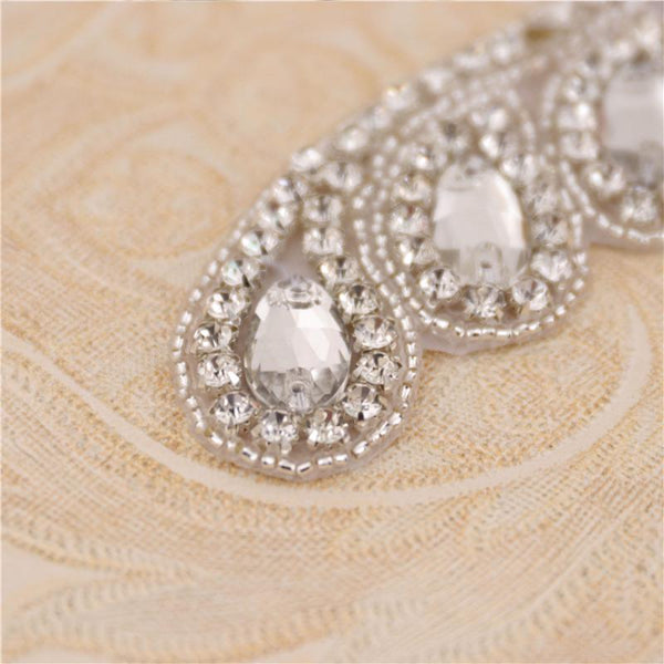 Rhinestone Bridal Applique: Iron-On Patch for Wedding Dress