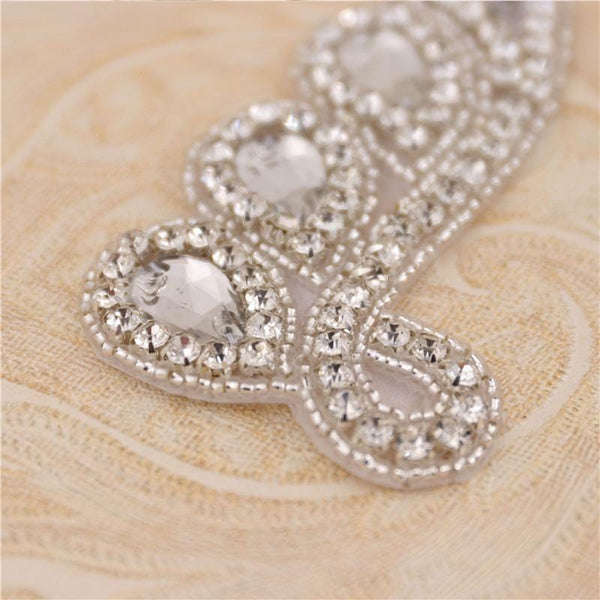 Rhinestone Bridal Applique: Iron-On Patch for Wedding Dress