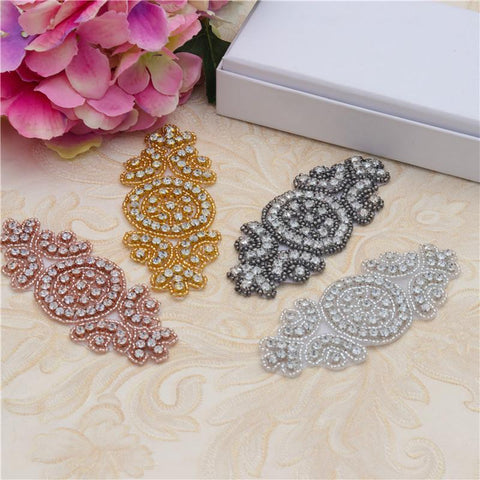 Bridal Dress Iron-On Rhinestone Patch - Colorful Sparkle for Sewing & Crafting Projects, DIY Wedding Embellishments