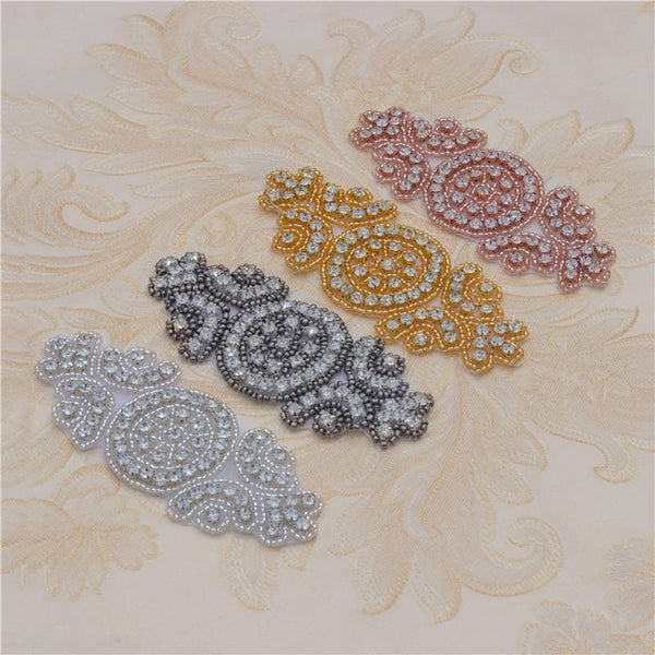 Bridal Dress Iron-On Rhinestone Patch - Colorful Sparkle for Sewing & Crafting Projects, DIY Wedding Embellishments
