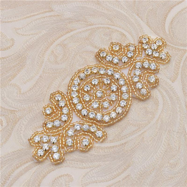 Bridal Dress Iron-On Rhinestone Patch - Colorful Sparkle for Sewing & Crafting Projects, DIY Wedding Embellishments