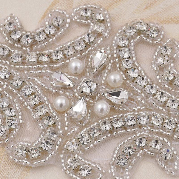 Rhinestone Bridal Applique: Iron-On Patch for Wedding Dress