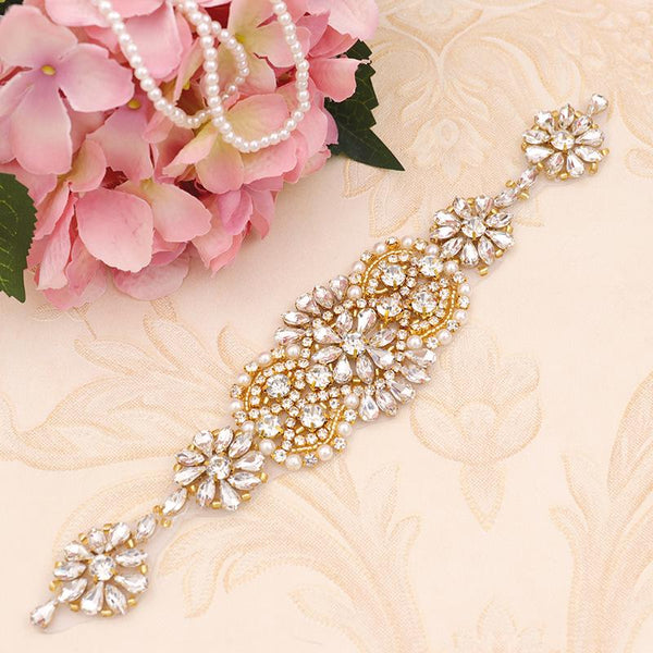 Rhinestone Bridal Applique: Iron-On Patch for Wedding Dress