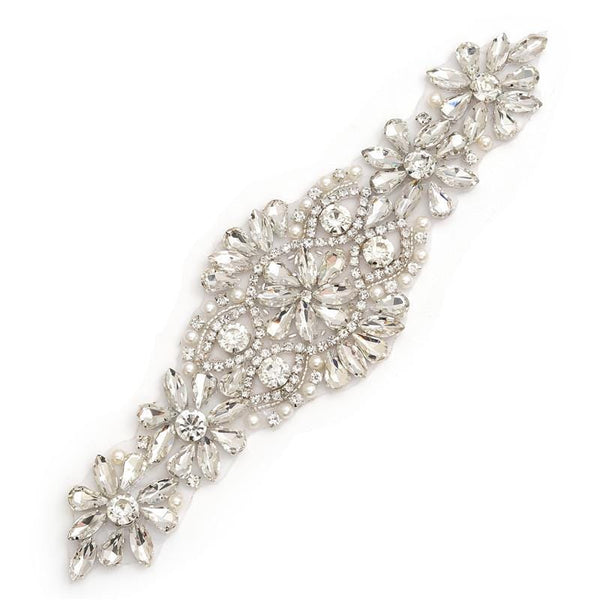 Rhinestone Bridal Applique: Iron-On Patch for Wedding Dress