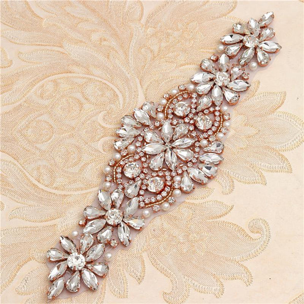 Rhinestone Bridal Applique: Iron-On Patch for Wedding Dress