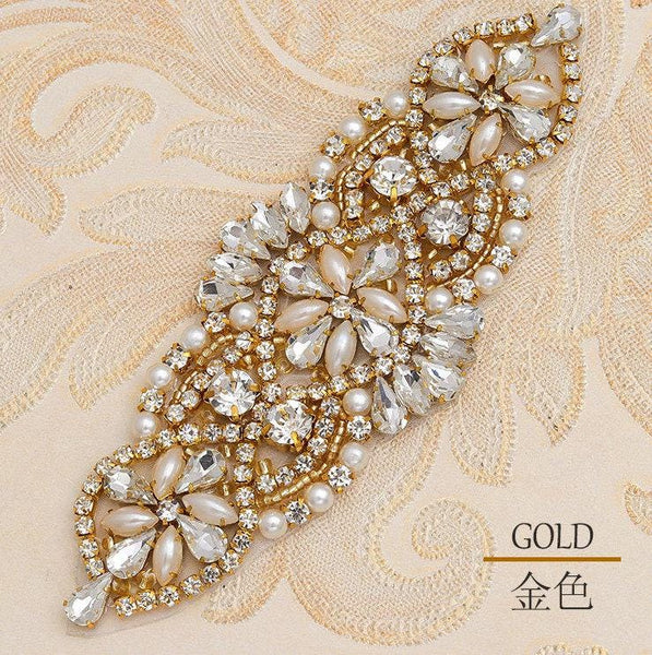 Rhinestone Bridal Applique: Iron-On Patch for Wedding Dress