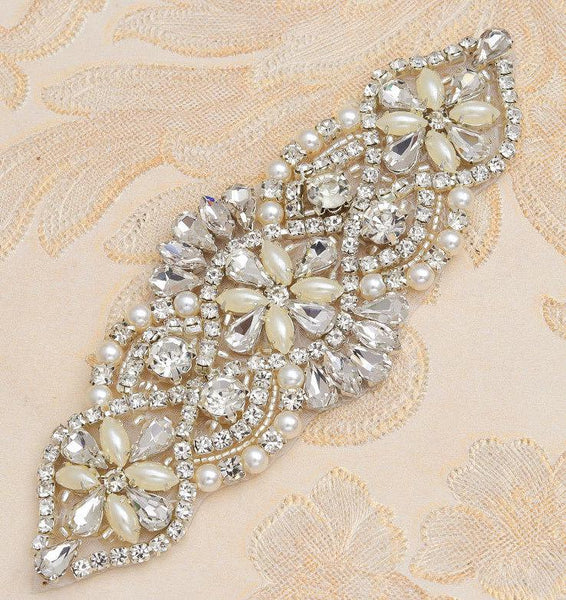 Rhinestone Bridal Applique: Iron-On Patch for Wedding Dress