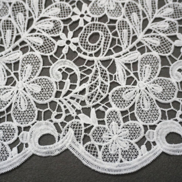 Off White Venice Lace Trim: Victorian Scalloped Guipure Lace - 13 1/2 inches wide priced by the yard