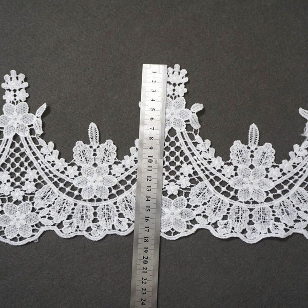 Off White Venice Lace Trim: Victorian Scalloped Guipure Lace, 7-inch, Priced by the Yard