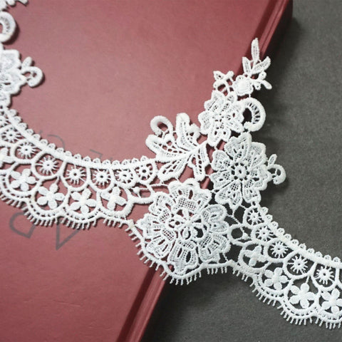 Venice Lace Trim White Vintage Floral Large Sewing Trim for Gowns Bridal Dress Applique