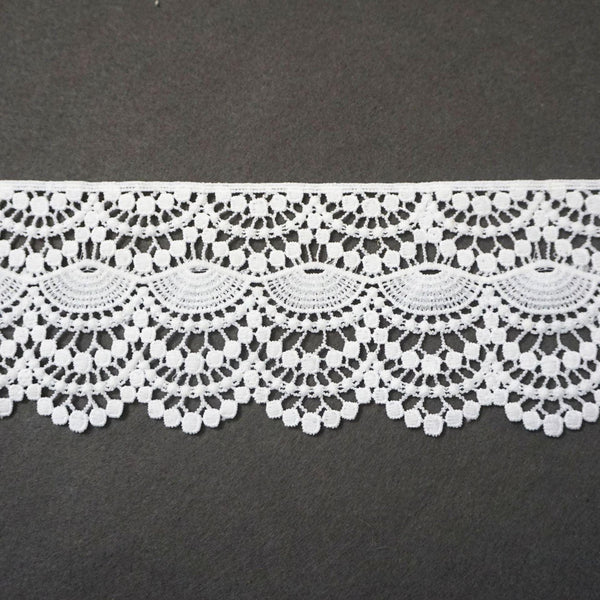 Off White Venice Lace Trim: Floral Scalloped Guipure Lace