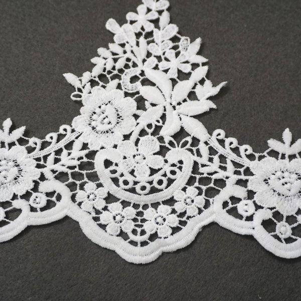 Venice Lace Trim White Wide Vintage Floral Pattern Sewing & DIY Craft Ribbon for Dressmaking