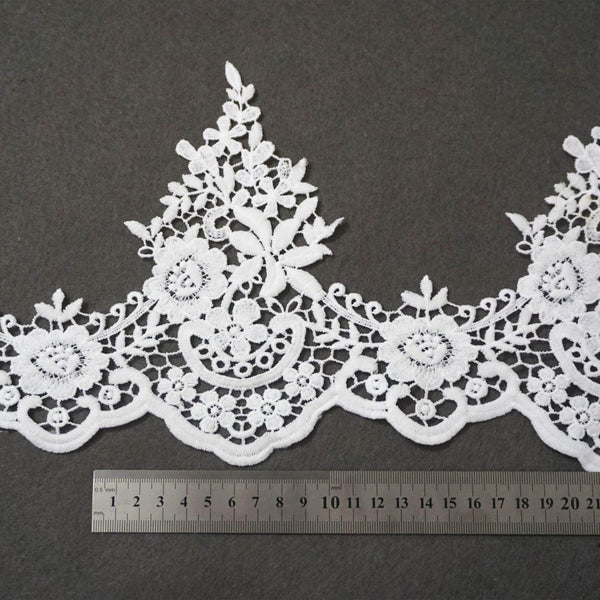 Venice Lace Trim White Wide Vintage Floral Pattern Sewing & DIY Craft Ribbon for Dressmaking