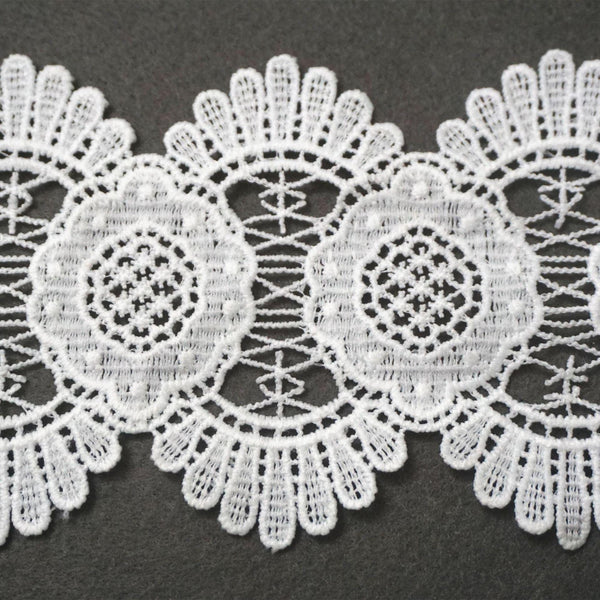 Off White Venice Lace Trim: 4-Inch Scalloped Guipure Lace - Sold by the Yard