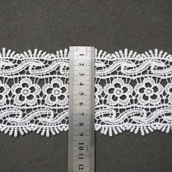 Off White Venice Lace Trim: 3.5" Vintage Flower Sewing Embellishment
