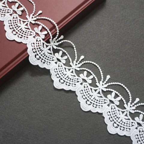 Off White Venice Lace Trim: Scalloped Oval Guipure Lace - 2 3/4" Wide