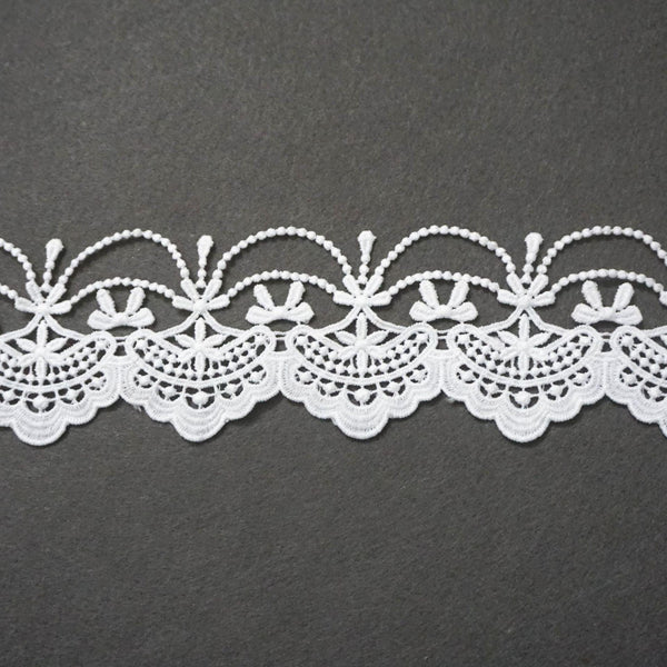 Off White Venice Lace Trim: Scalloped Oval Guipure Lace - 2 3/4" Wide