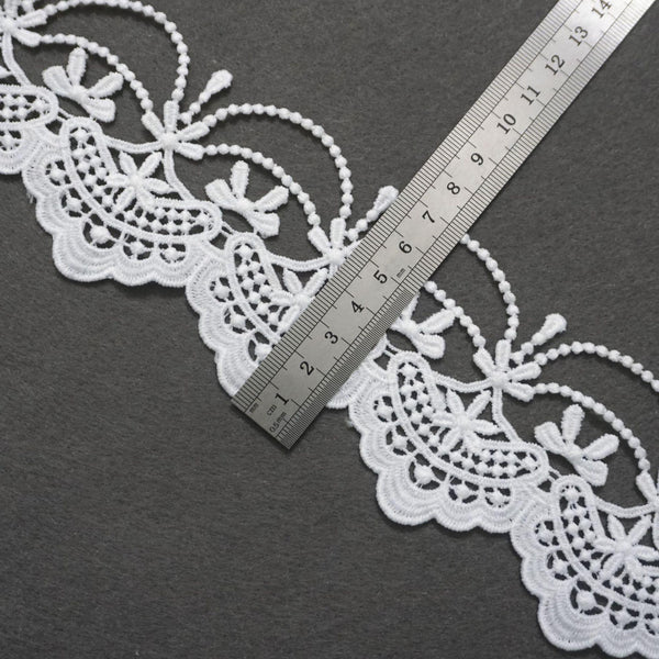 Off White Venice Lace Trim: Scalloped Oval Guipure Lace - 2 3/4" Wide