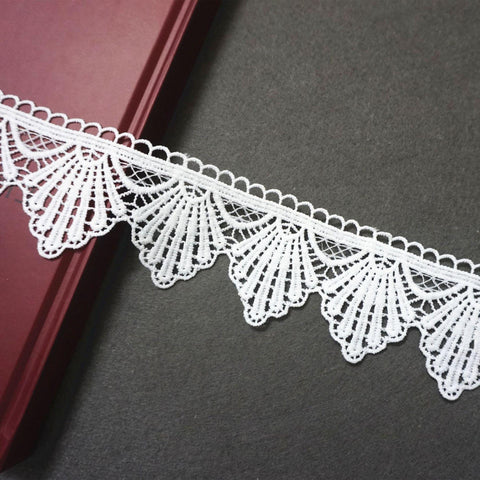 Off White Venice Scalloped Lace Trim - 2.5 Inch Bridal Guipure Lace