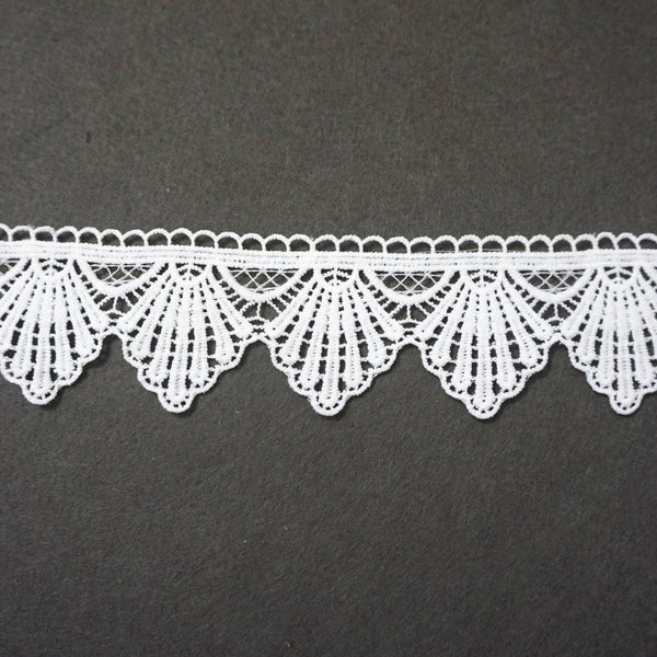 Off White Venice Scalloped Lace Trim - 2.5 Inch Bridal Guipure Lace