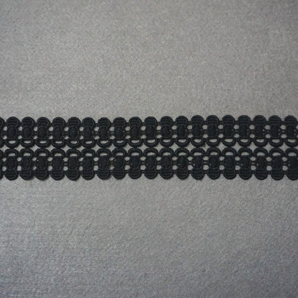 Black Venice Lace Trim: Scalloped Oval Guipure Lace - By The Yard