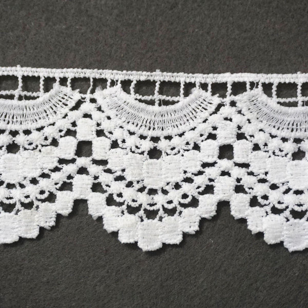Off White Venice Lace Trim: Scalloped Bridal Guipure Lace - 2.5" Wide