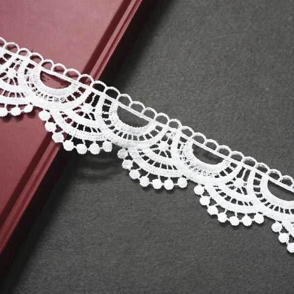 Off White Venice Lace Trim: Scalloped Bridal Guipure Lace - 1 7/8"